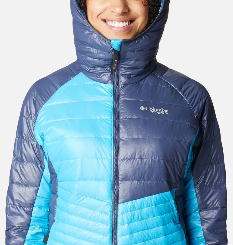 Women's Platinum Peak Hooded Jacket, Color: Blue Chill, Nocturnal, image 4
