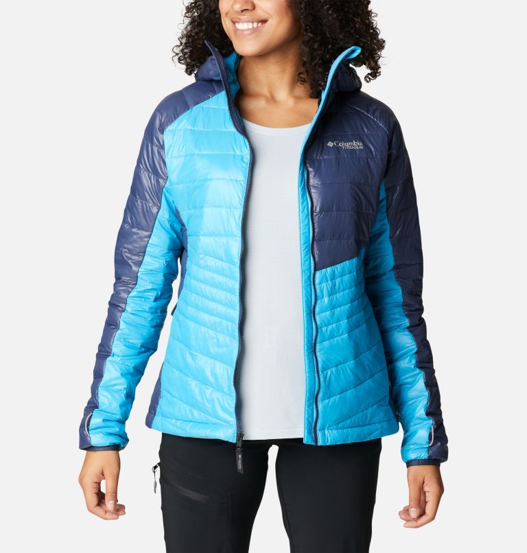 Women's Platinum Peak Hooded Jacket, Color: Blue Chill, Nocturnal, image 10