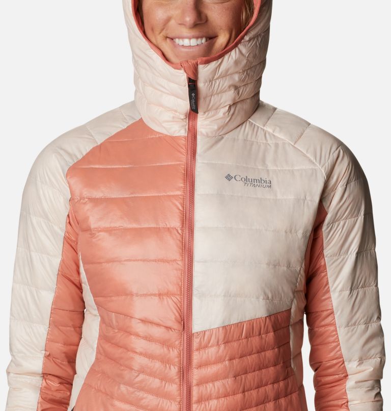 Women's Platinum Peak Insulated Hooded Jacket, Color: Dark Coral, Peach Blossom, image 4