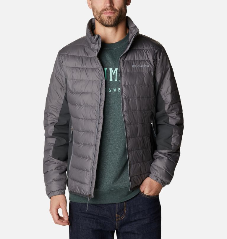 Men's Powder Lite Hybrid Jacket, Color: City Grey, Shark, image 7