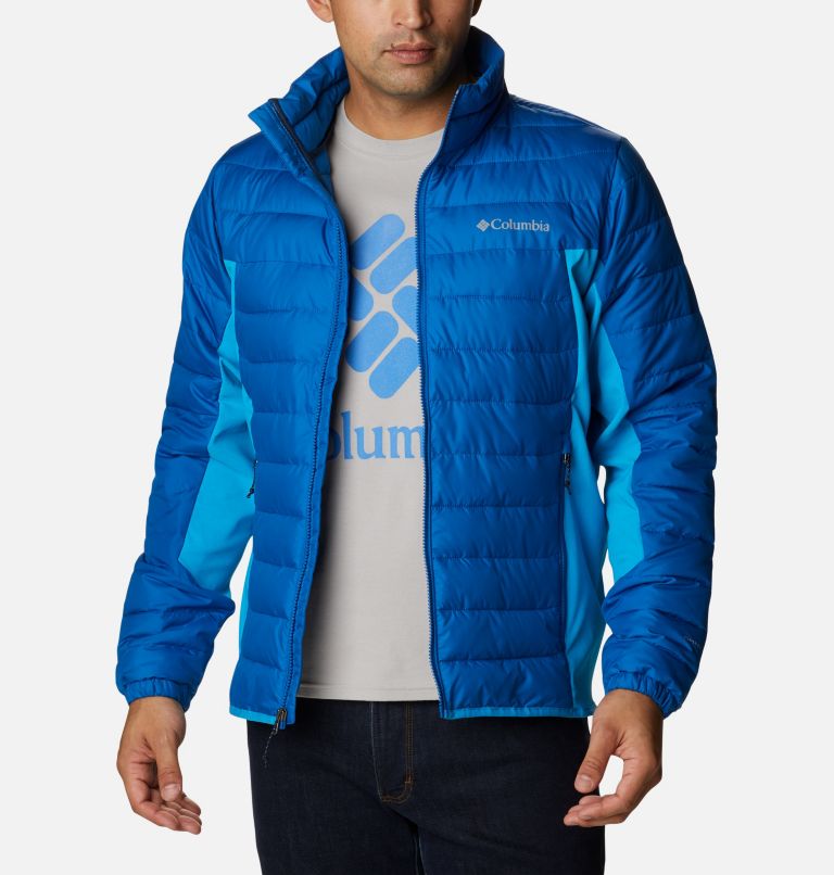 Men's Powder Lite Hybrid Jacket, Color: Bright Indigo, Compass Blue, image 7