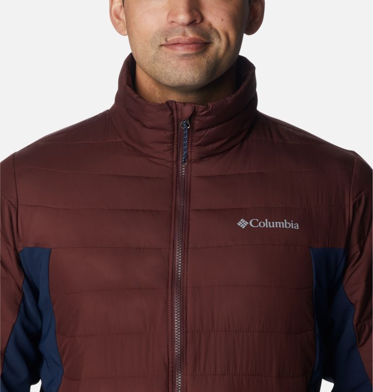 Men's Powder Lite Hybrid Jacket, Color: Elderberry, Collegiate Navy, image 4