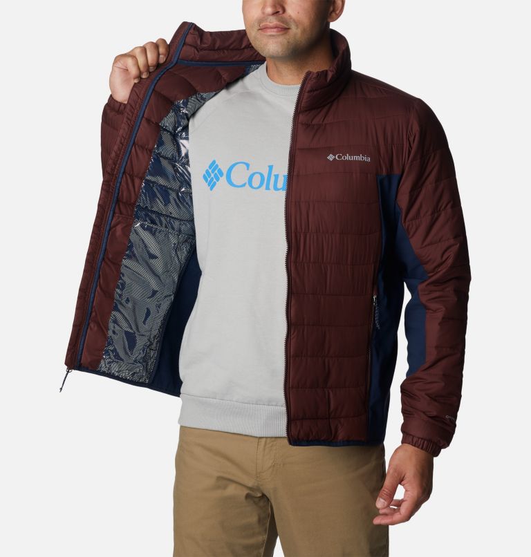 Thumbnail: Men's Powder Lite Hybrid Jacket, Color: Elderberry, Collegiate Navy, image 5