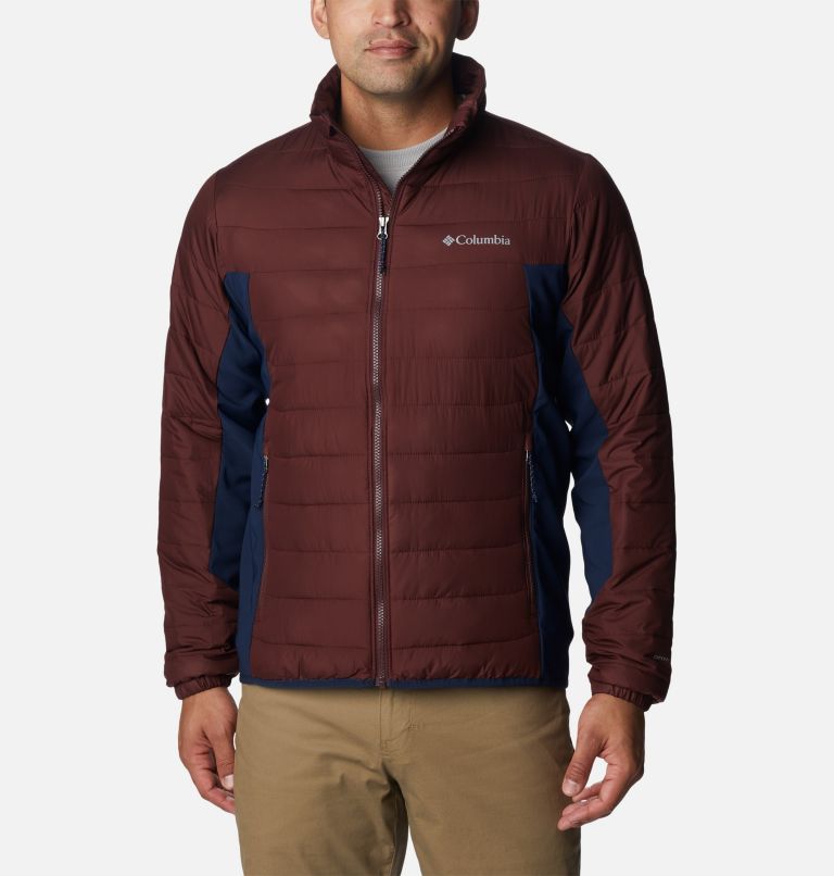 Men's Powder Lite Hybrid Jacket, Color: Elderberry, Collegiate Navy, image 1