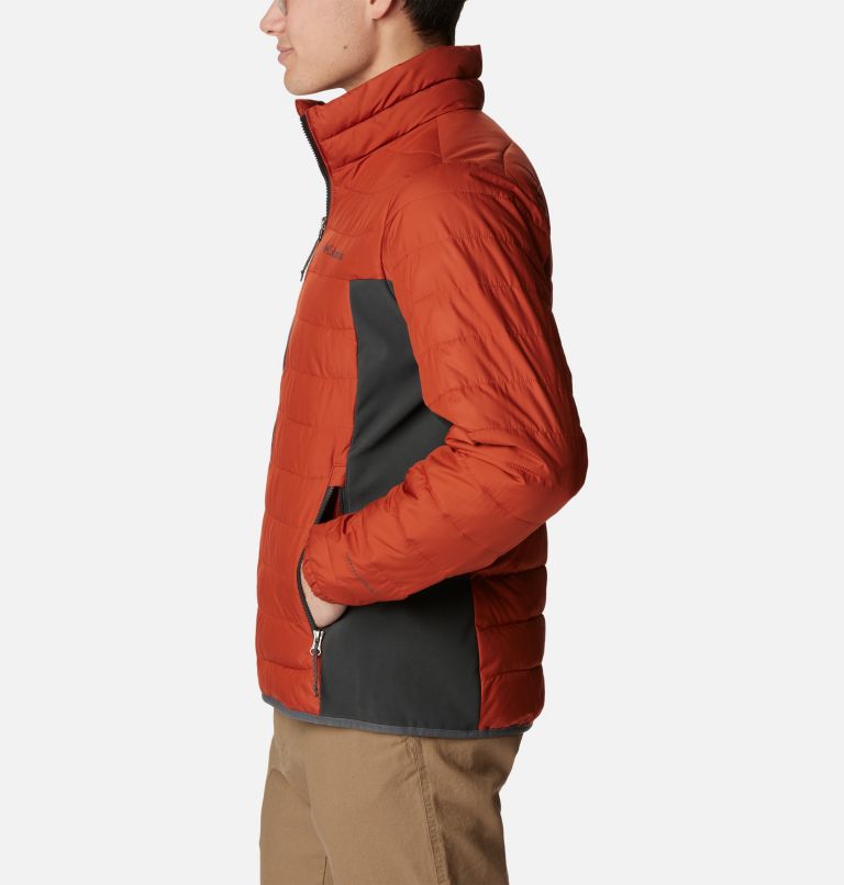 Men's Powder Lite Hybrid Jacket, Color: Warp Red, Shark, image 3