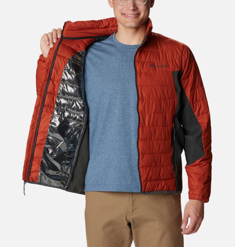 Men's Powder Lite Hybrid Jacket, Color: Warp Red, Shark, image 5