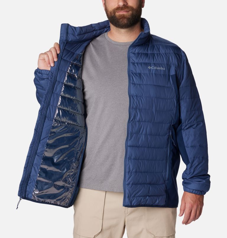 Thumbnail: Men's Powder Lite Hybrid Jacket - Big, Color: Dark Mountain, Collegiate Navy, image 5