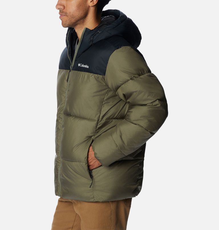Men's Puffect Hooded Puffer Jacket, Color: Stone Green, Black, image 3