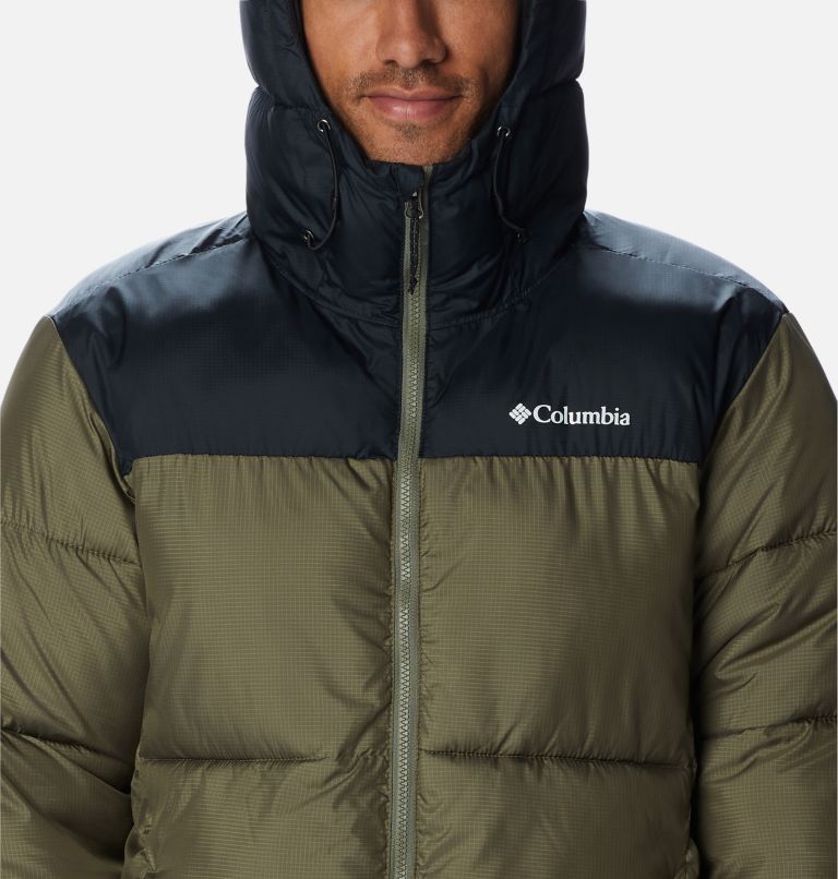 Thumbnail: Men's Puffect Hooded Puffer Jacket, Color: Stone Green, Black, image 4