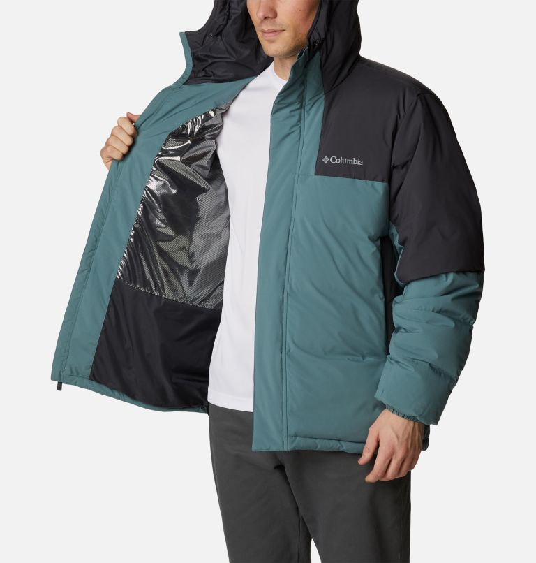 Men's Aldercrest Down Hooded Jacket, Color: Metal, Shark, image 5