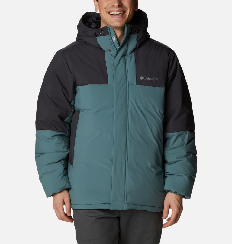 Men's Aldercrest Down Hooded Jacket, Color: Metal, Shark, image 1