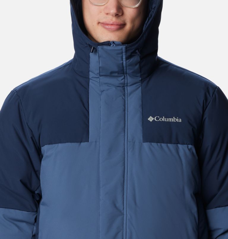Men's Aldercrest Down Hooded Jacket, Color: Dark Mountain, Collegiate Navy, image 4