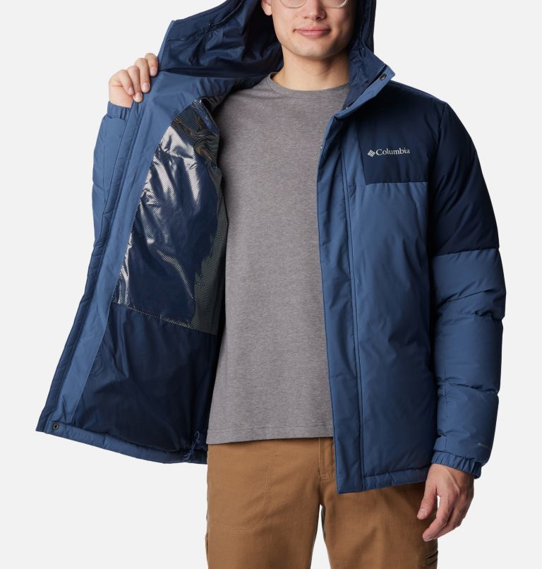 Men's Aldercrest Down Hooded Jacket, Color: Dark Mountain, Collegiate Navy, image 5