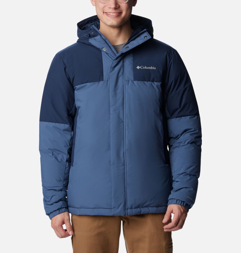 Thumbnail: Men's Aldercrest Down Hooded Jacket, Color: Dark Mountain, Collegiate Navy, image 1