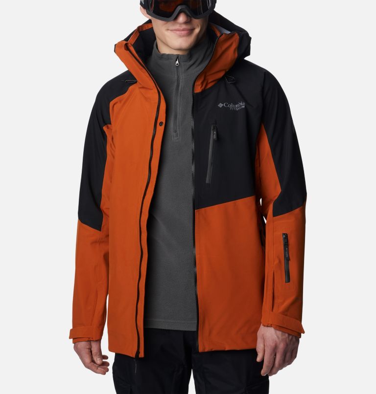 Men's Platinum Peak Shell Ski Jacket, Color: Warm Copper, Black, image 12