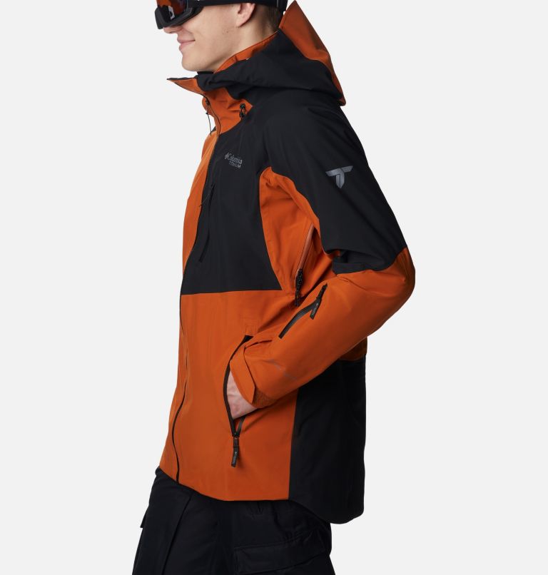 Men's Platinum Peak Shell Ski Jacket, Color: Warm Copper, Black, image 3