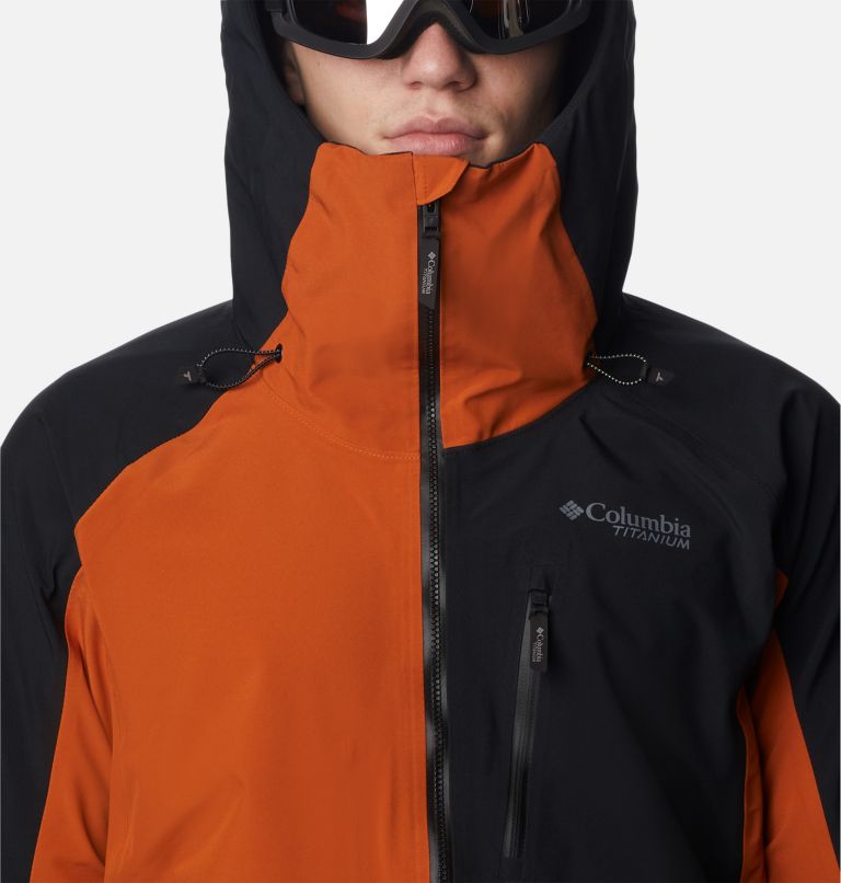 Men's Platinum Peak Shell Ski Jacket, Color: Warm Copper, Black, image 4
