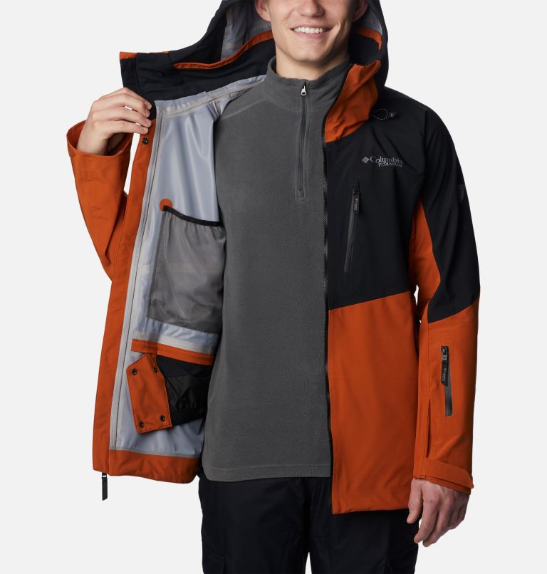Men's Platinum Peak Shell Ski Jacket, Color: Warm Copper, Black, image 5