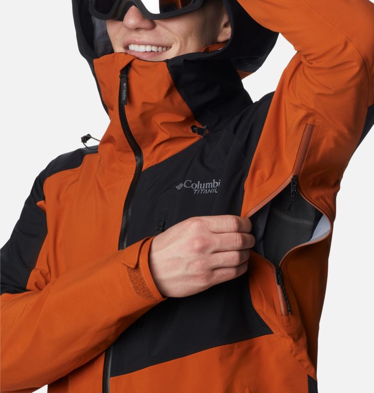 Men's Platinum Peak Shell Ski Jacket, Color: Warm Copper, Black, image 8