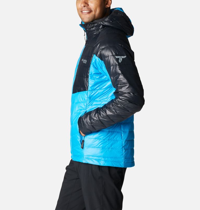 Thumbnail: Men's Platinum Peak Hooded Insulated Jacket, Color: Compass Blue, Black, image 3