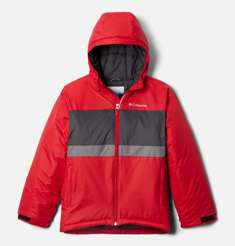Kids' Valley Runner Jacket, Color: Mountain Red, Shark, City Grey, image 1