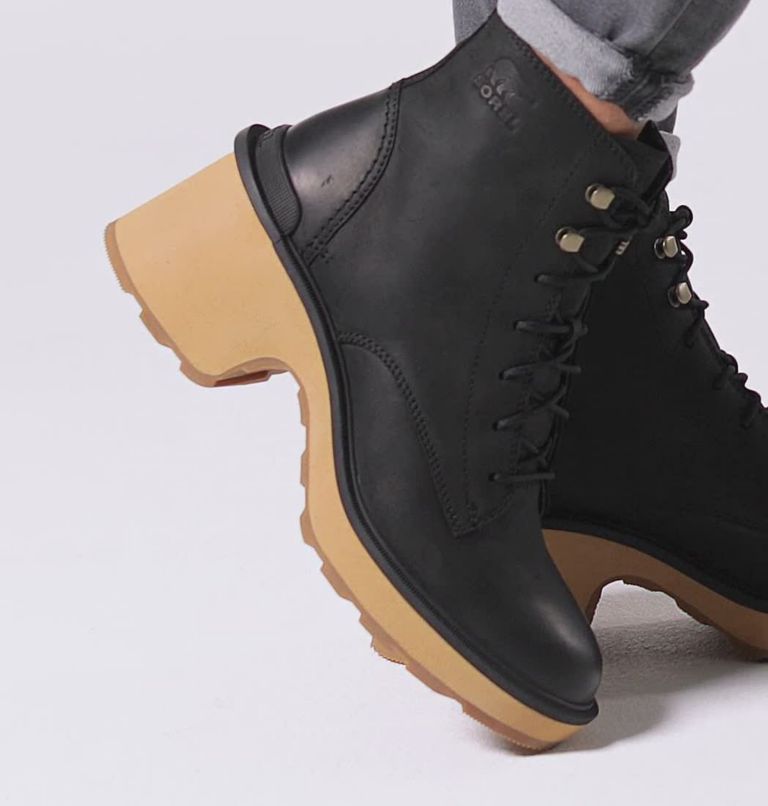 Women's Hi-Line Heel Lace Boot, Color: Black, Tawny Buff