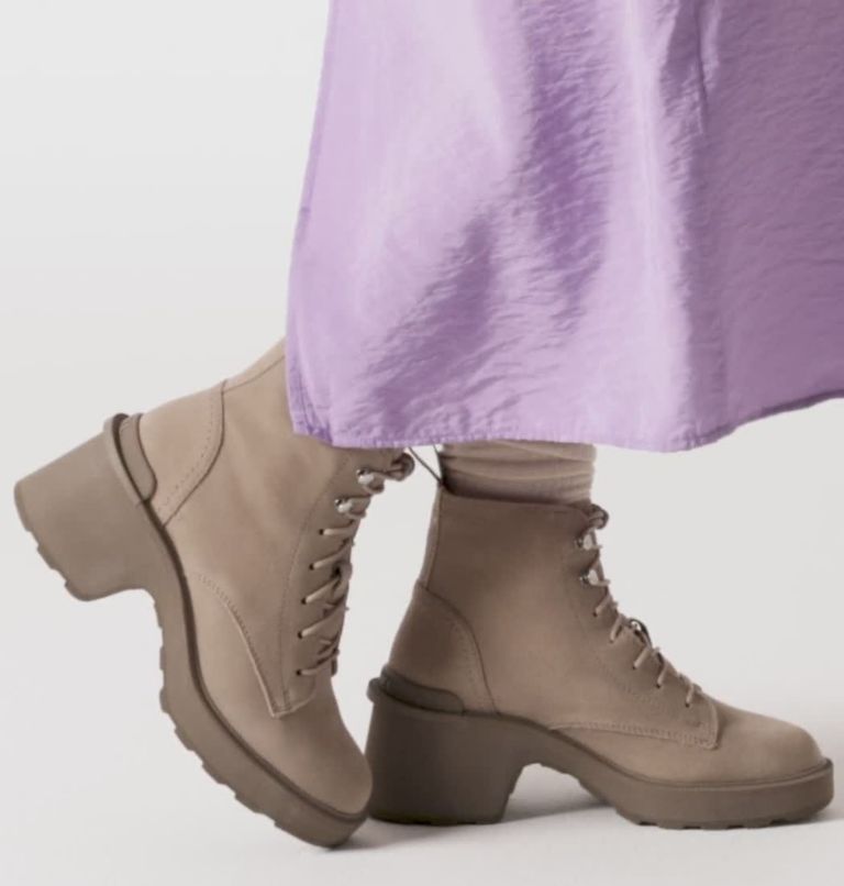 Women's Hi-Line Heel Lace Boot, Color: Omega Taupe, Wet Sand