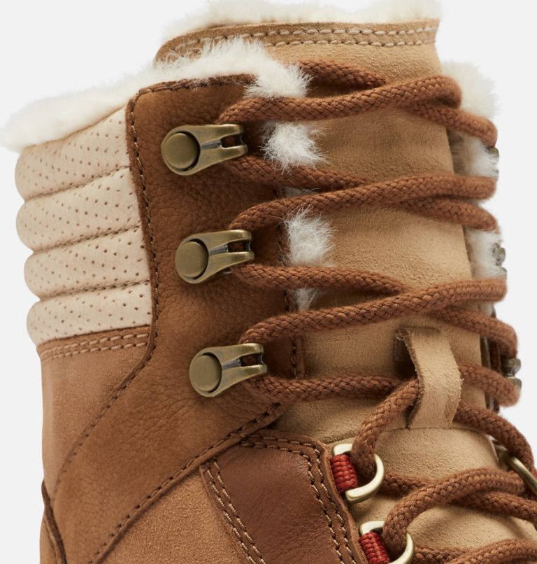 Women's Lennox Lace Cozy STKD Waterproof Boot, Color: Velvet Tan, Warp Red, image 7