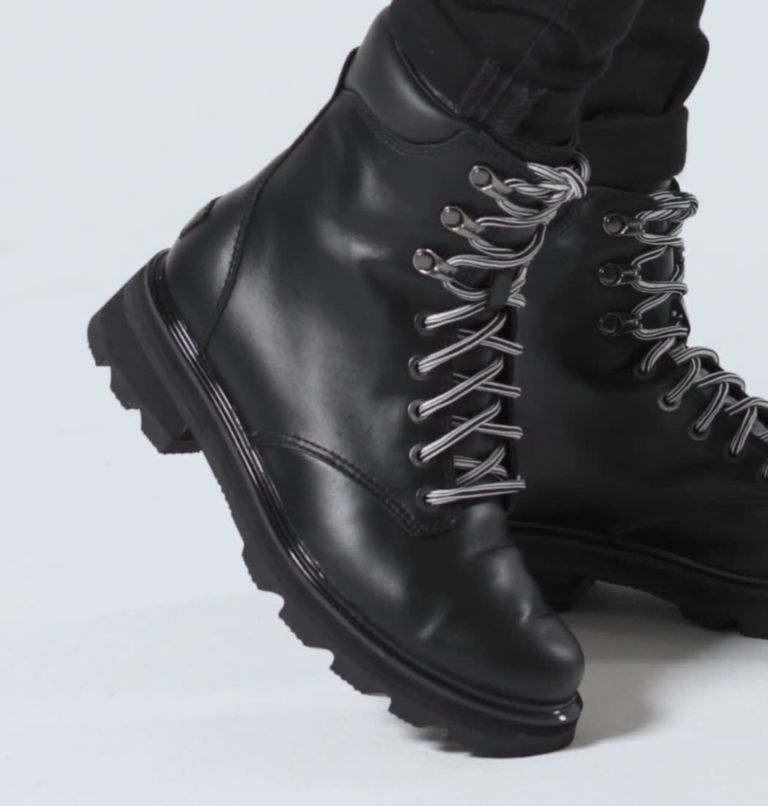 Women's Lennox Lace STKD Waterproof Leather Boot, Color: Black, Sea Salt
