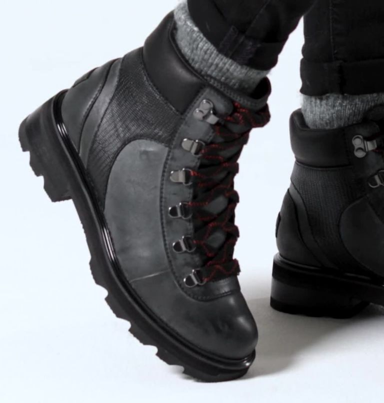 Women's Lennox Hiker STKD  Waterproof Boot, Color: Black, Warp Red