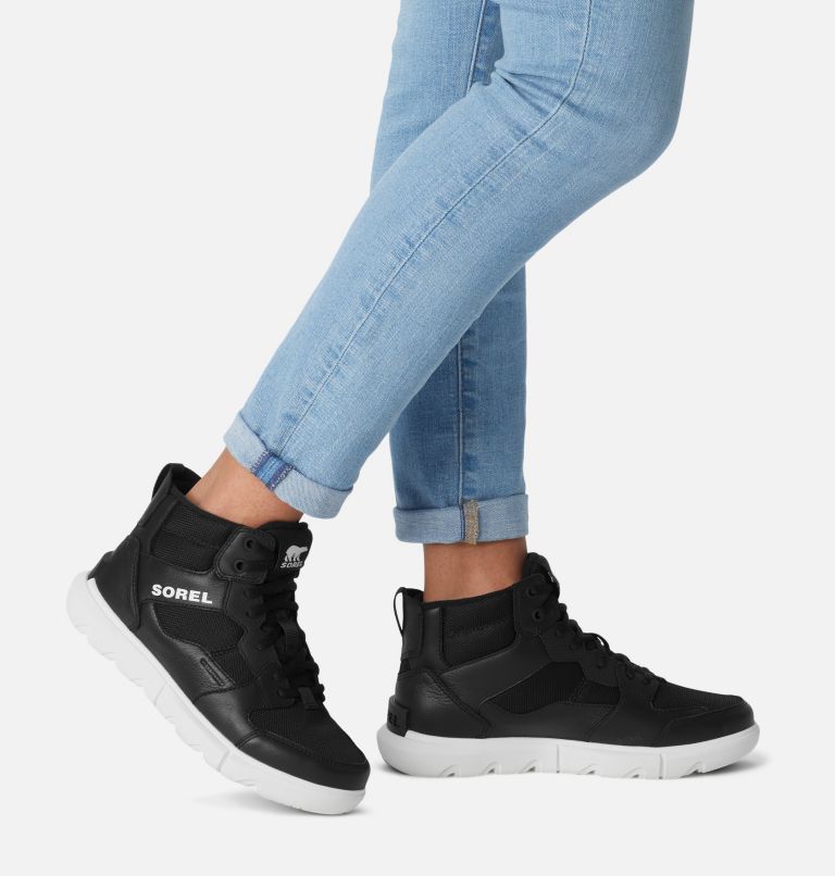 Women's Sorel Explorer II Sneaker Mid, Color: Black, White, image 8