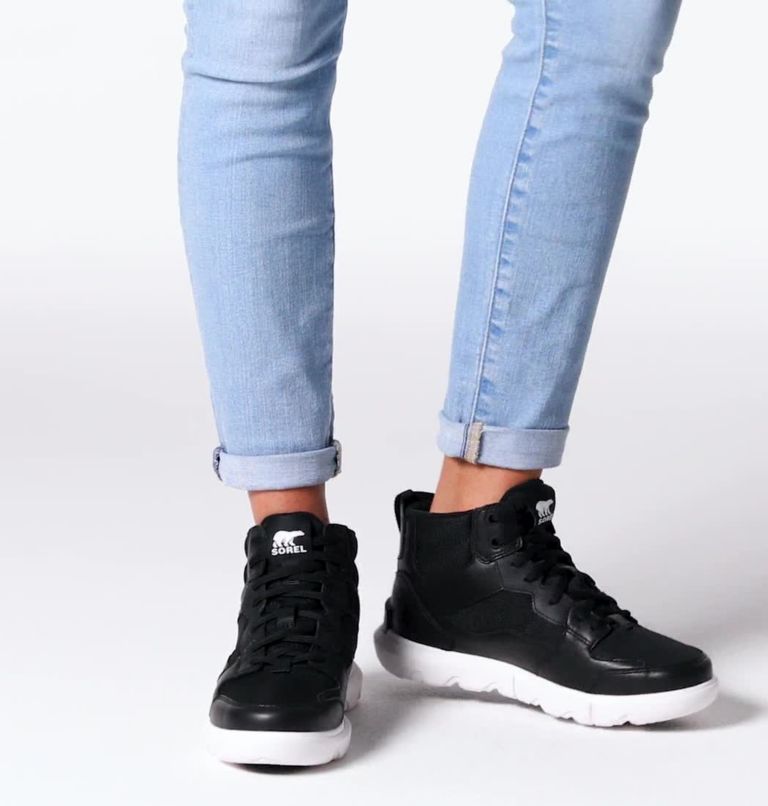 Women's Sorel Explorer II Sneaker Mid, Color: Black, White