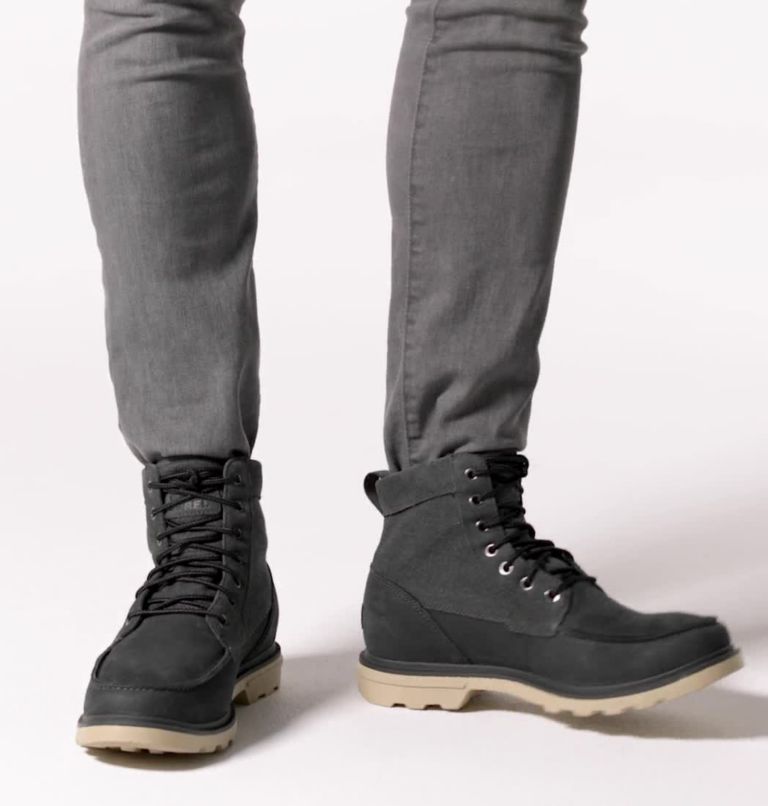 Men's Carson Moc Waterproof Winter Boot, Color: Coal, Oatmeal
