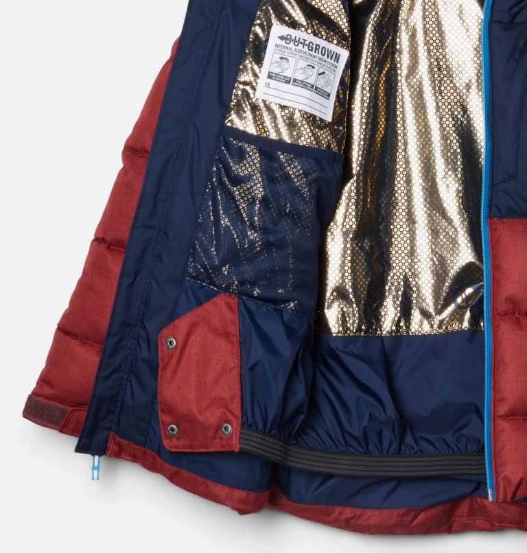 Boys' Winter Powder II Quilted Jacket, Color: Elderberry Heather, Collegiate Navy, image 3