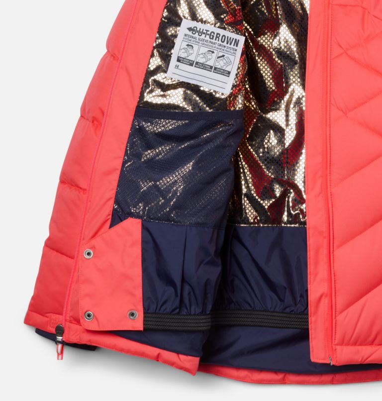 Girls' Winter Powder II Quilted Jacket, Color: Neon Sunrise, image 3