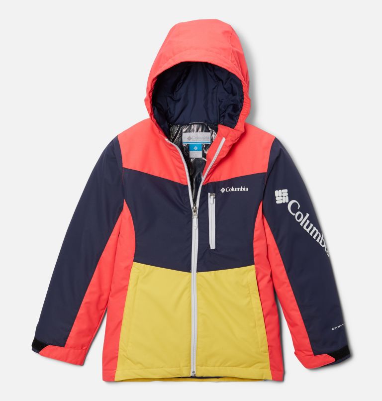 Thumbnail: Girls' Rosie Run Insulated Jacket, Color: Nocturnal, Neon Sunrise, Sun Glow, image 1