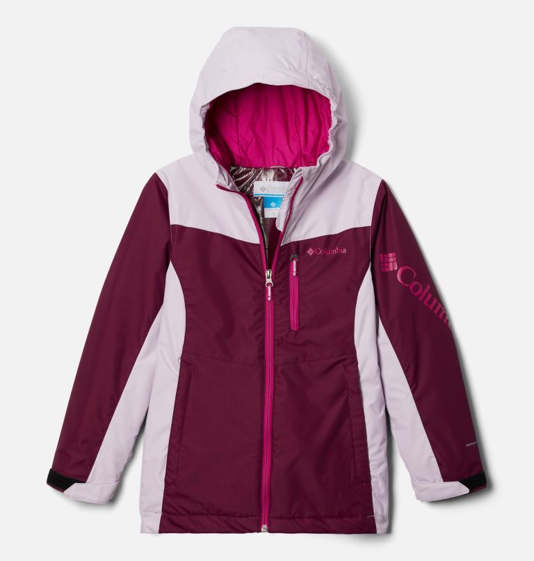 Youth Rosie Run Insulated Waterproof Ski Jacket, Color: Marionberry, Aura, Wild Fuchsia, image 1
