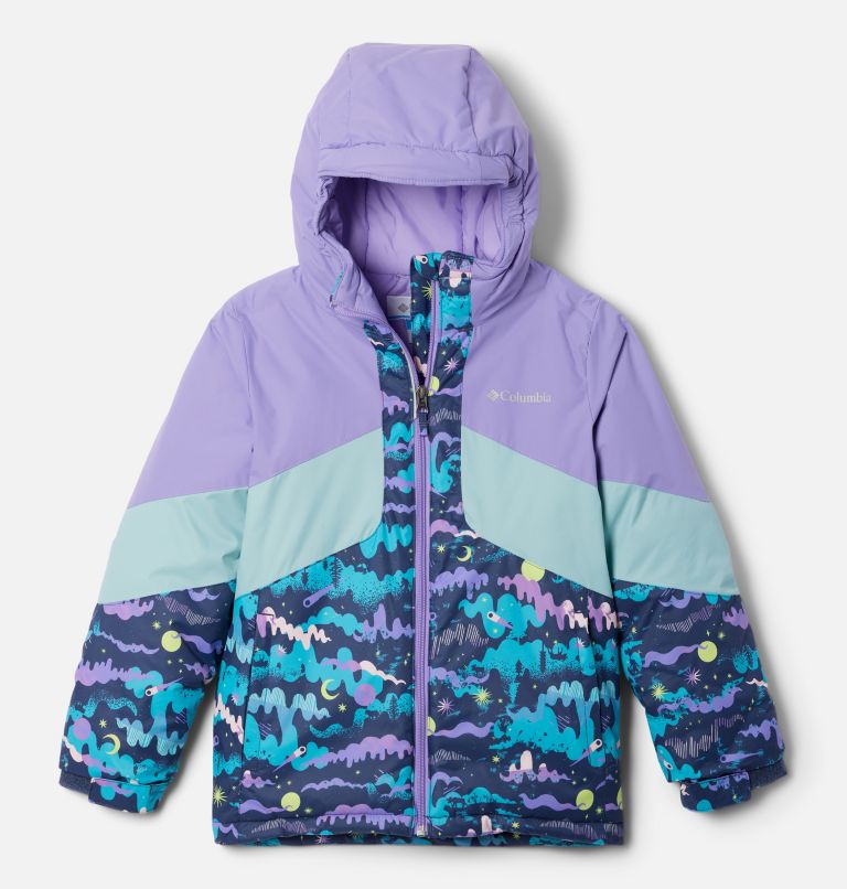 Thumbnail: Girls' Horizon Ride II Jacket, Color: Nocturnal Hypergalactic, Paisley Purple, image 1