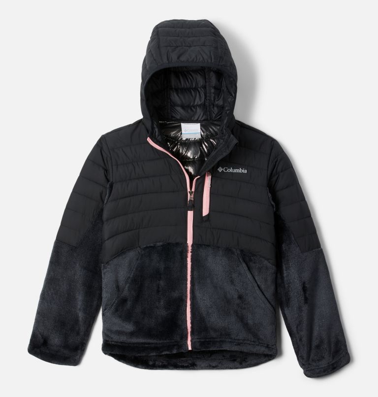 Thumbnail: Youth Powder Lite Girls' Novelty Hooded Insulated Jacket, Color: Black, image 1