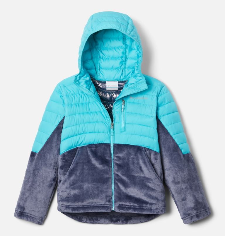 Thumbnail: Girls' Powder Lite Novelty Hooded Jacket, Color: Geyser, Nocturnal, image 1