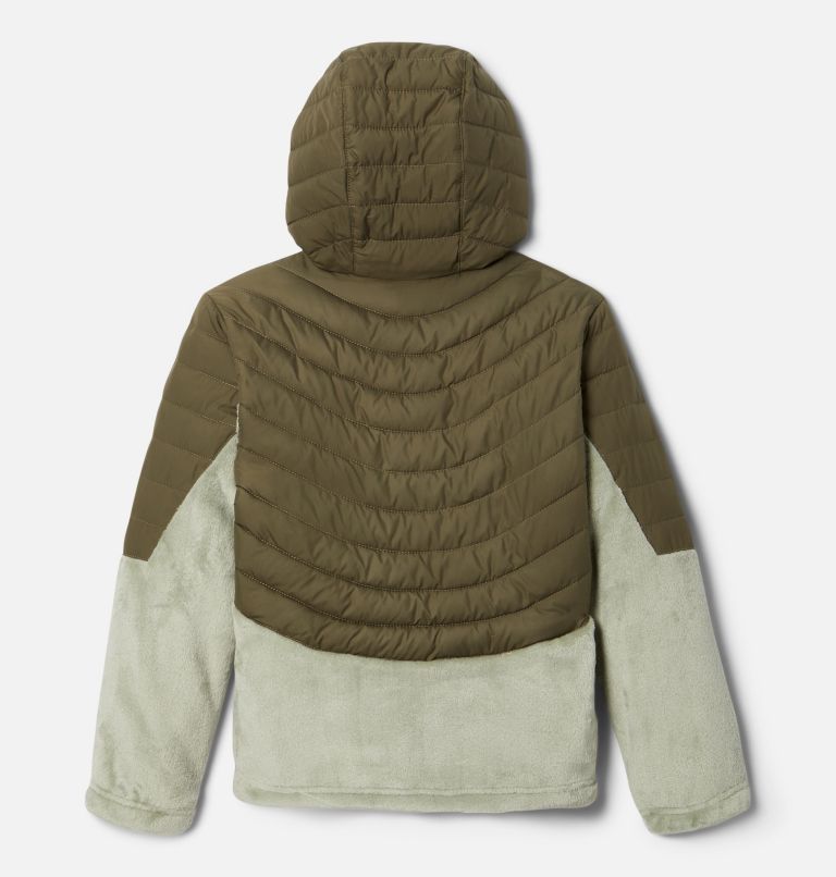 Girls' Powder Lite Novelty Hooded Jacket, Color: Stone Green, Safari, image 2