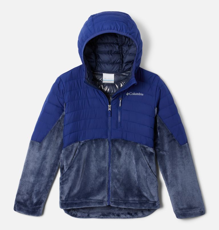 Thumbnail: Girls' Powder Lite Novelty Hooded Jacket, Color: Dark Sapphire, Nocturnal, image 1