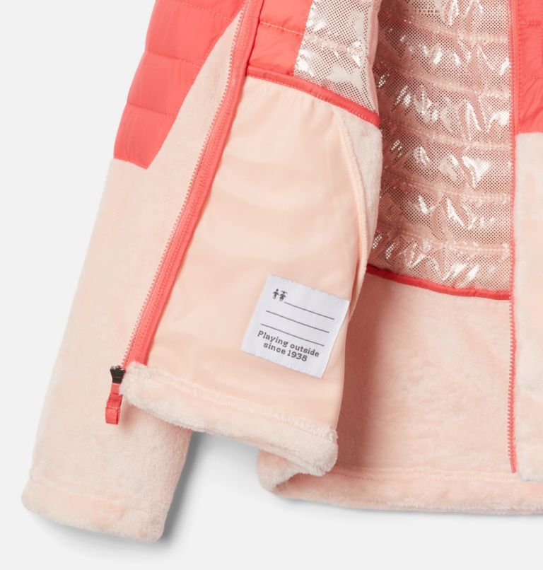 Girls' Powder Lite Novelty Hooded Jacket, Color: Blush Pink, Peach Blossom, image 3