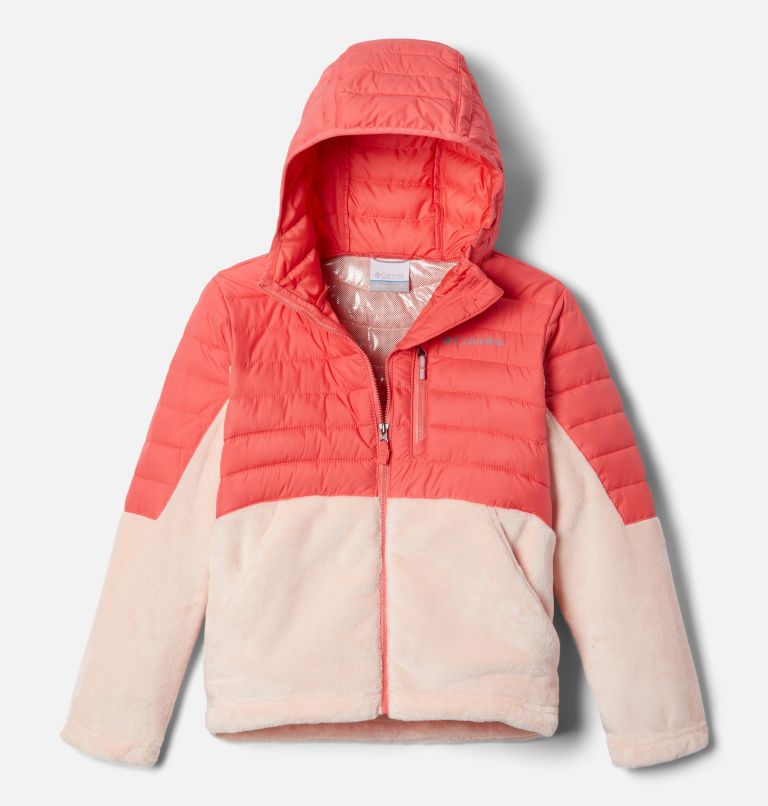 Girls' Powder Lite Novelty Hooded Jacket, Color: Blush Pink, Peach Blossom, image 1