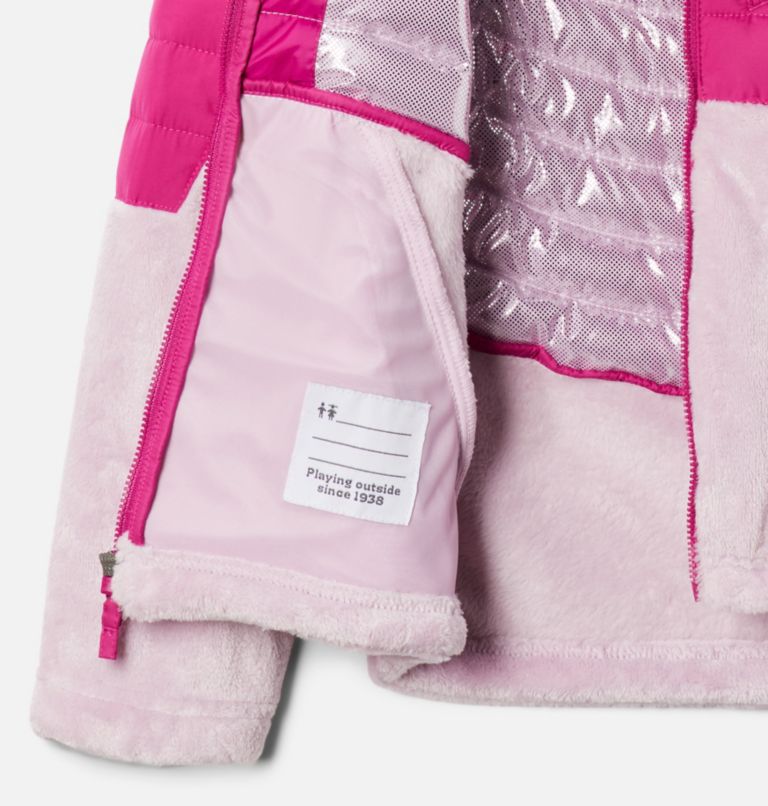 Girls' Powder Lite Novelty Hooded Jacket, Color: Wild Fuchsia, Aura, image 3