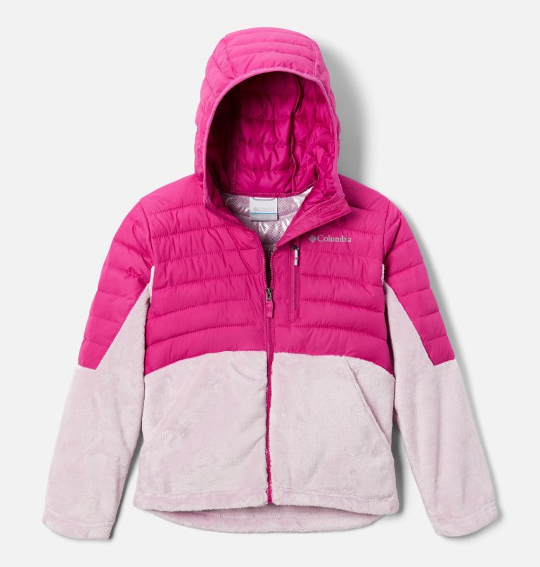 Girls' Powder Lite Novelty Hooded Jacket, Color: Wild Fuchsia, Aura, image 1