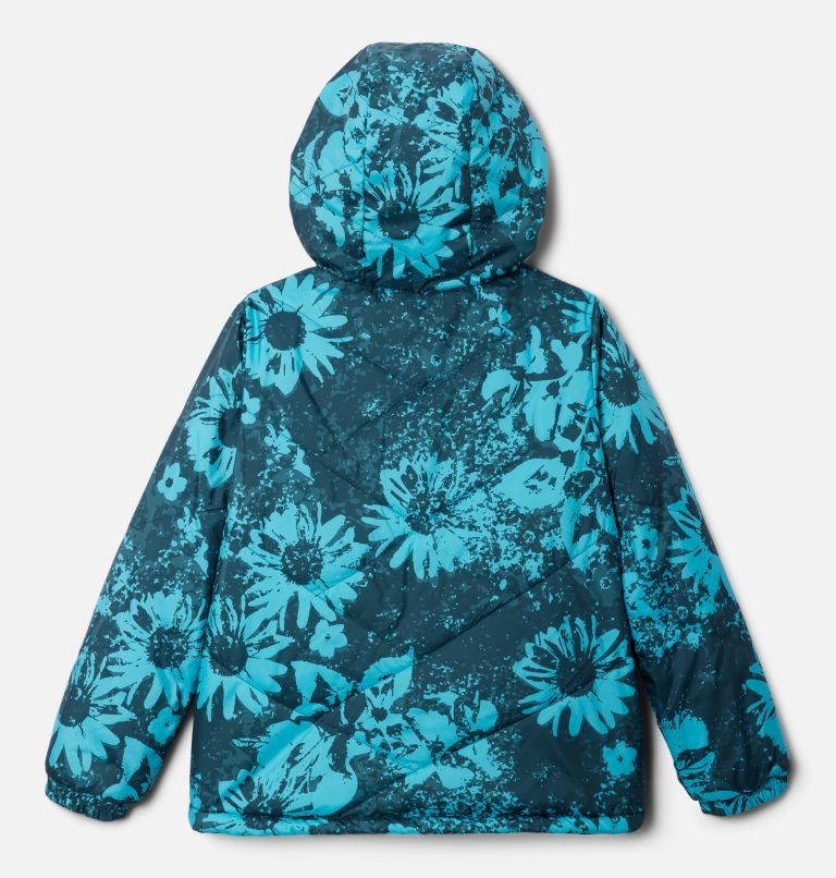 Thumbnail: Girls' Big Fir Reversible Jacket, Color: Night Wave Whimsy 2, Aqua Haze, image 2