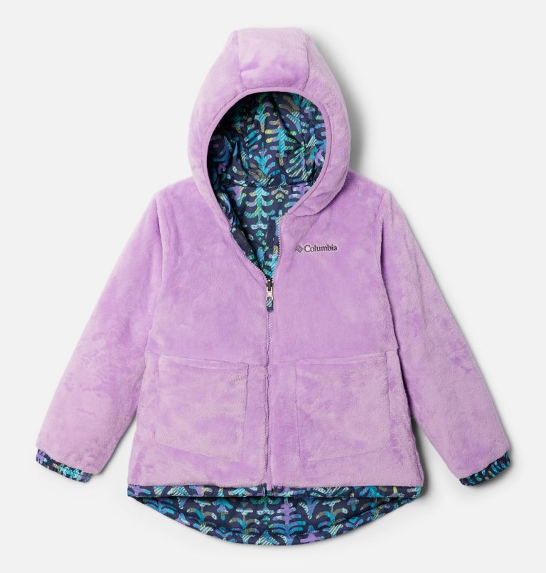 Girls' Big Fir Reversible Jacket, Color: Nocturnal Conifers, Gumdrop, image 3