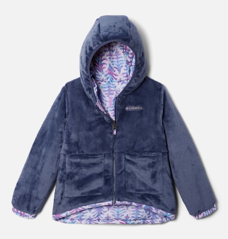 Girls' Big Fir Reversible Jacket, Color: Gumdrop Conifers, Nocturnal, image 3