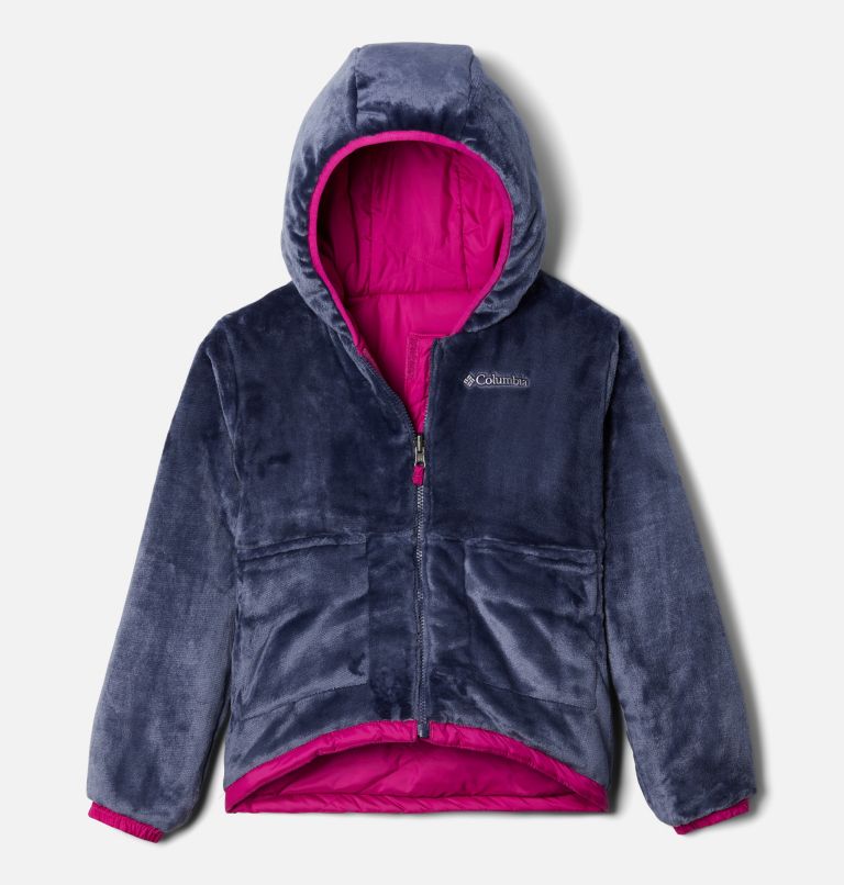 Girls' Big Fir Reversible Jacket, Color: Wild Fuchsia, Nocturnal, image 3